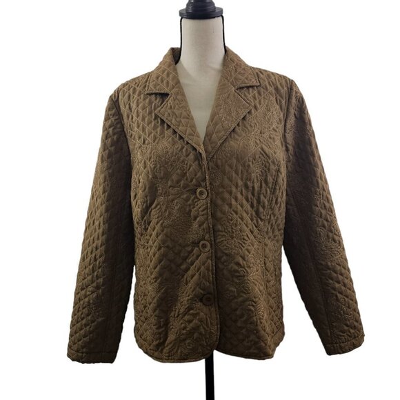 RQT Women’s Size Large Quilted Floral Embroidered Blazer Jacket - Picture 13 of 16